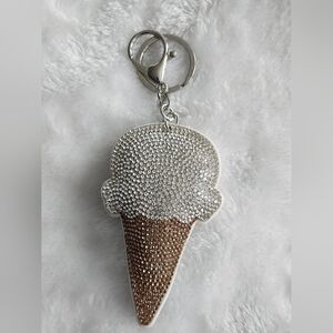 Ice Cream Cone Keychain with Rhinestones Bag Charm